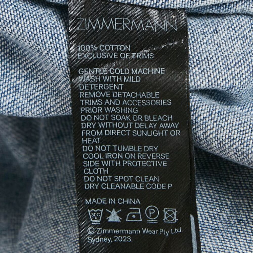 Zimmermann Blue Denim Neck Tie-Up Blouse M - Picture 5 of 5